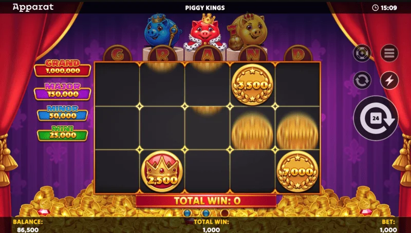 Piggy Kings — Buy Feature ekrāns un pirkumu izvēle