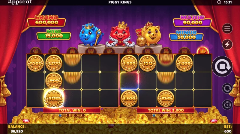 Piggy Kings — iestatījumu izvēlne un likmju diapazons